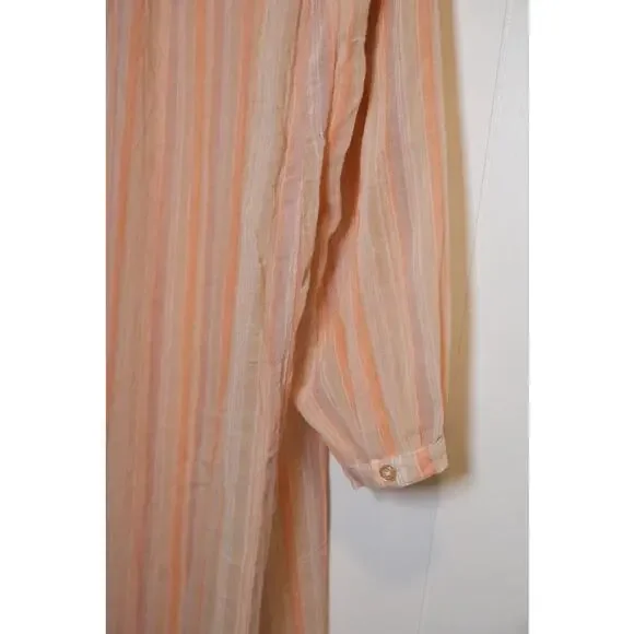 Christy Dawn Riley Maxi Coverup Dress In Salmon Stripe XS Bohemian Beach Gauze - Picture 13 of 16